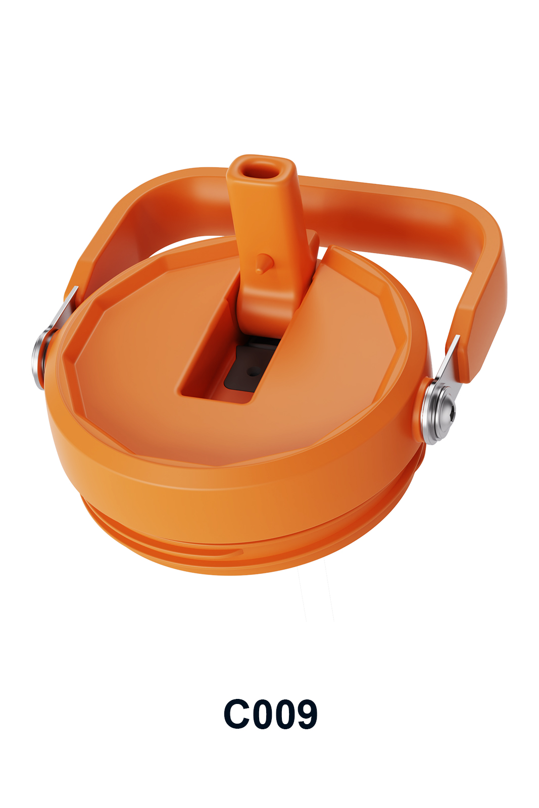 orange flip lid for custom water bottles with straw opening
